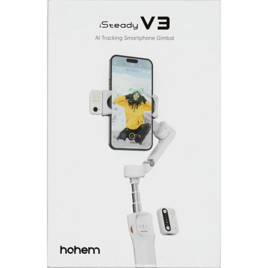 Hohem iSteady V3 AI Smartphone Gimbal with AI Tracker & Fill Light Module (White)